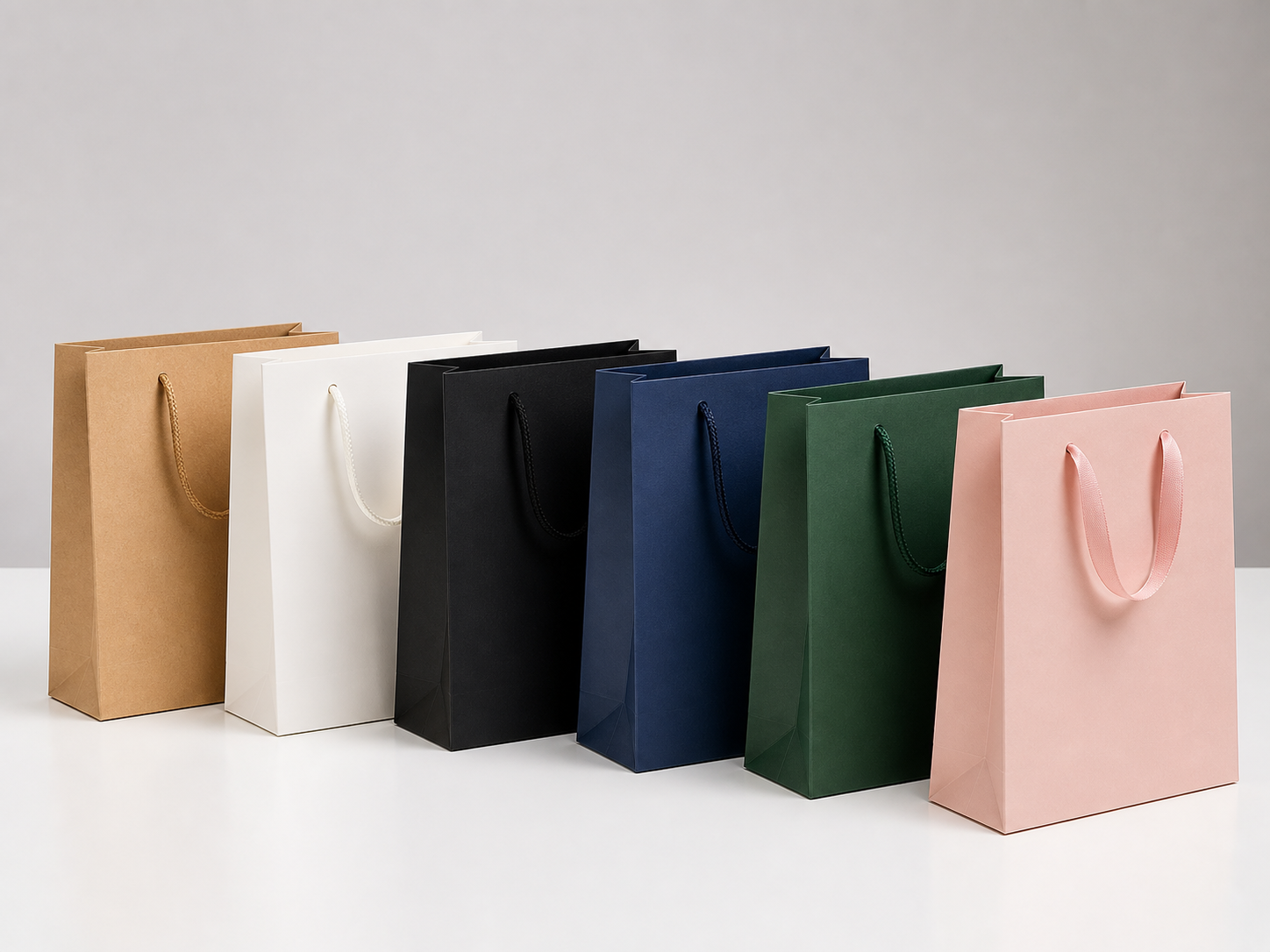 Paper shopping bag color and material options for custom packaging projects