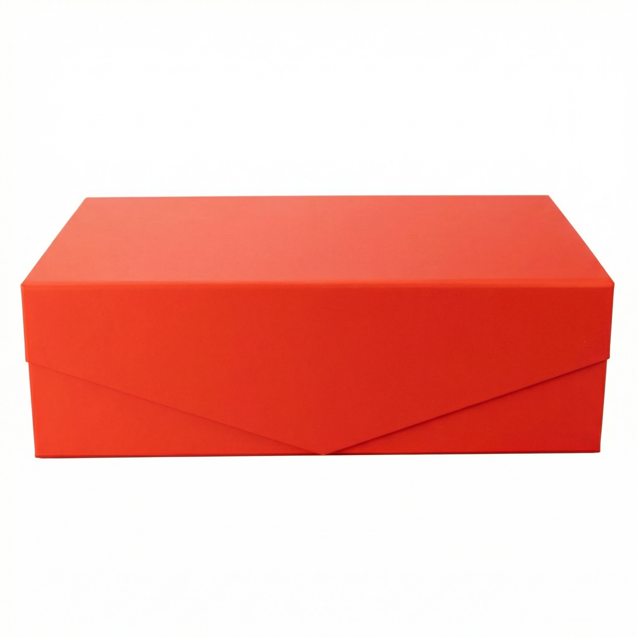 Red magnetic folding gift box, closed view