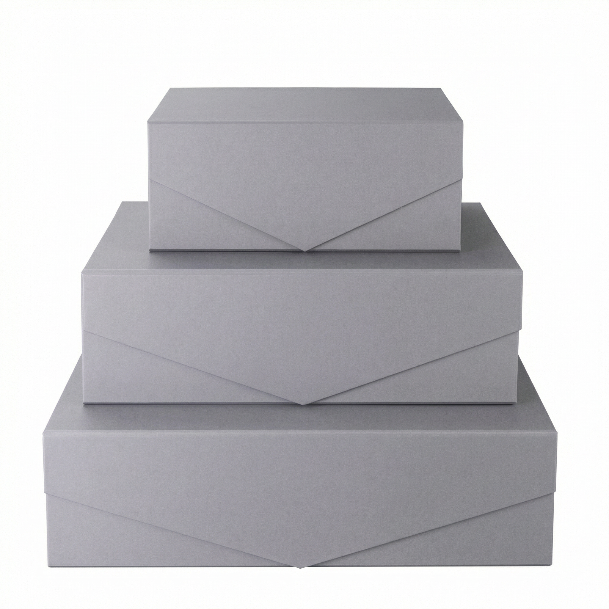 White folding gift boxes shown stacked