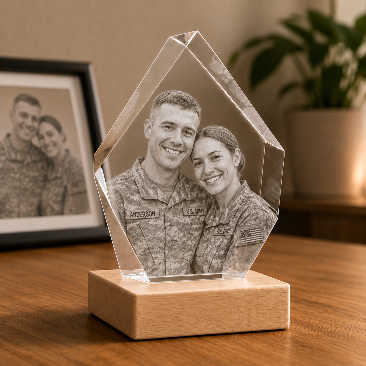Peak-shaped 3D crystal photo gift for couple keepsake