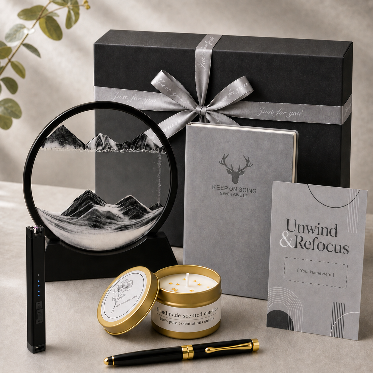 Classic Black & White Sand Art Executive Gift Set product photo