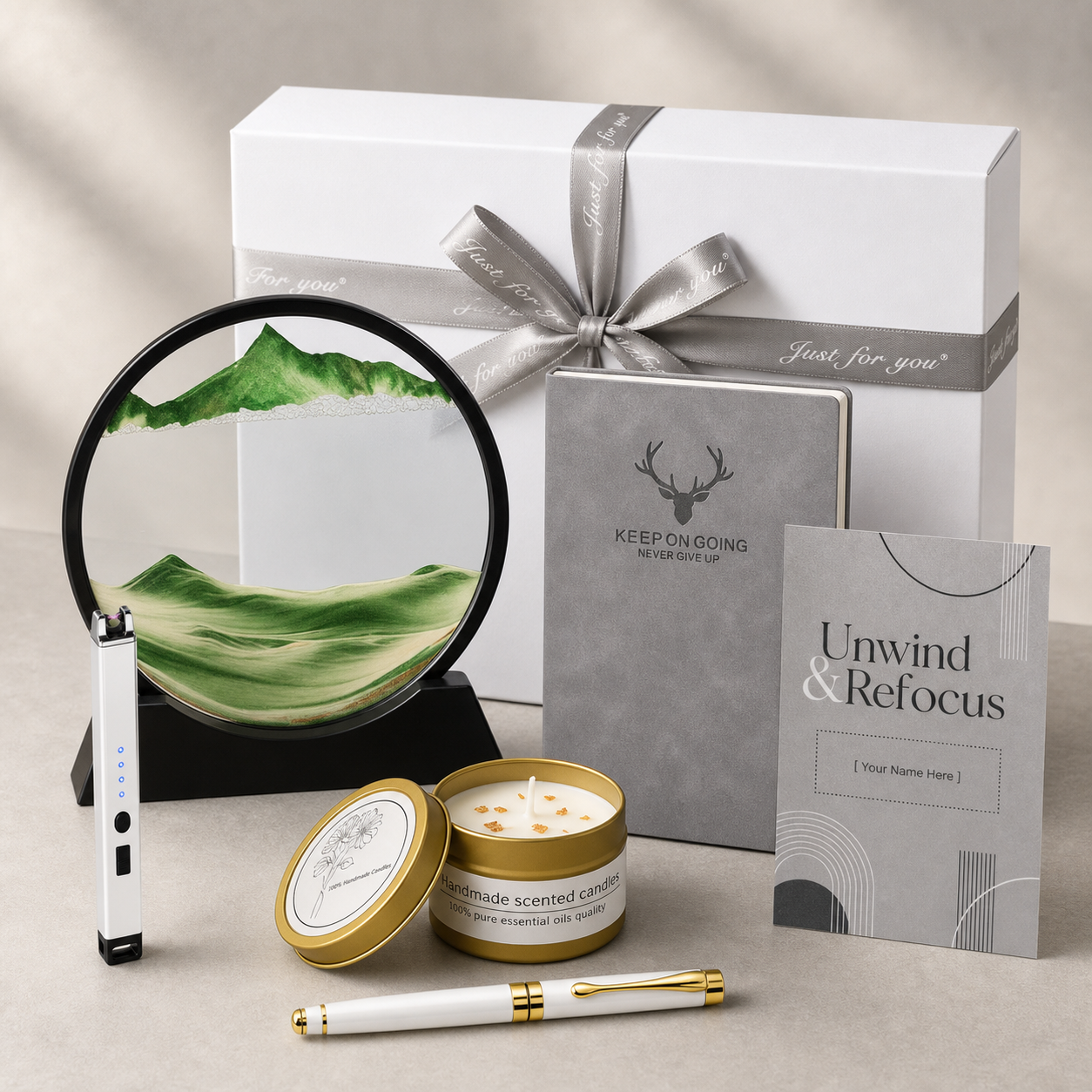 Shopify sand art gift set main image with premium packaging