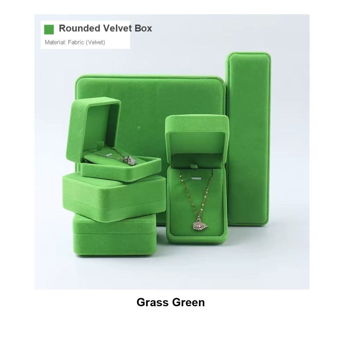 Grass green velvet jewelry box set