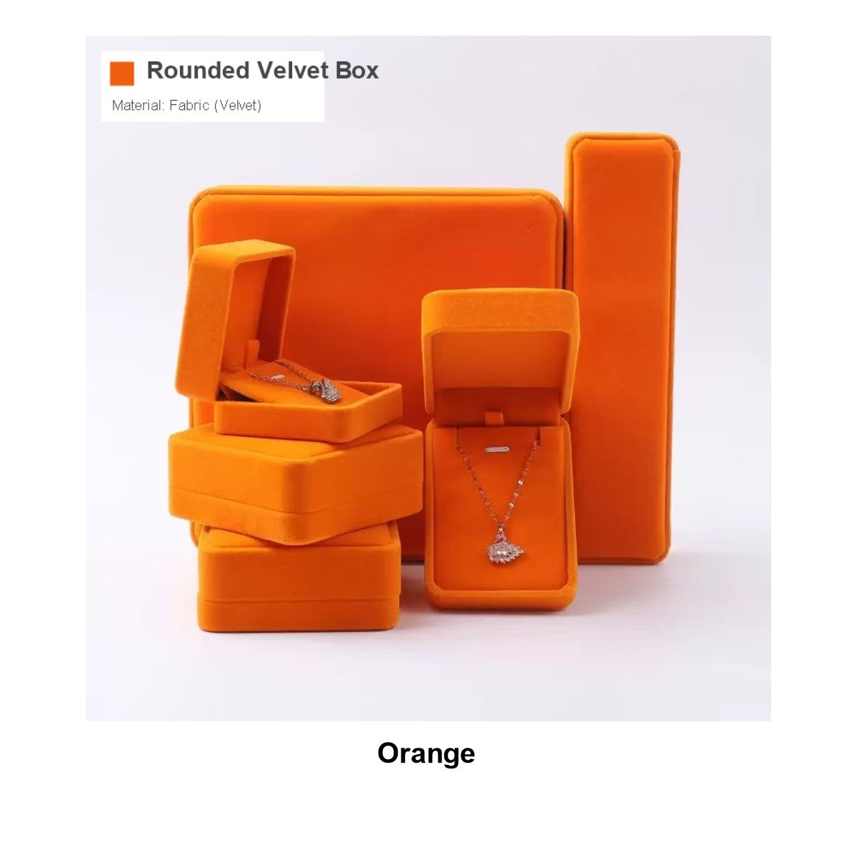 Orange velvet jewelry box set