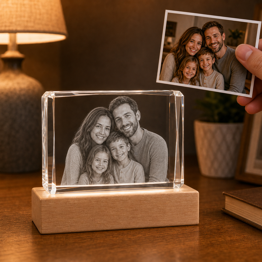 Personalized Family 3D Crystal Gift - 24-Facet