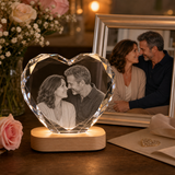 Personalized Wedding 3D Crystal Gift - Heart Faceted Edge