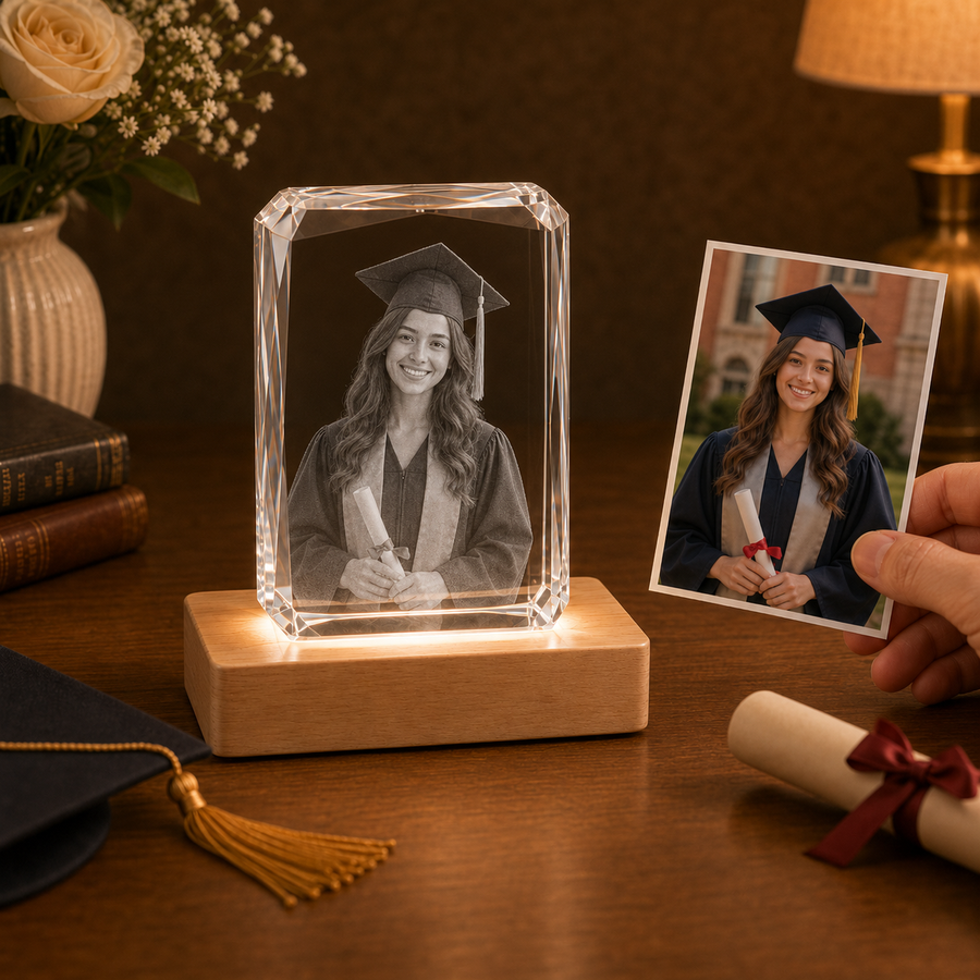 Personalized Graduation 3D Crystal Gift - 24-Facet