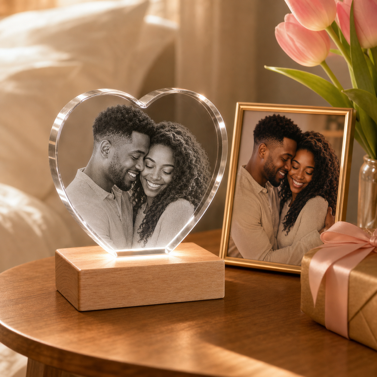 Personalized 3D Crystal Wedding Gift - Heart Classic Edge displayed as a premium wedding keepsake