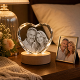 Personalized Wedding 3D Crystal Gift - Heart Faceted Edge