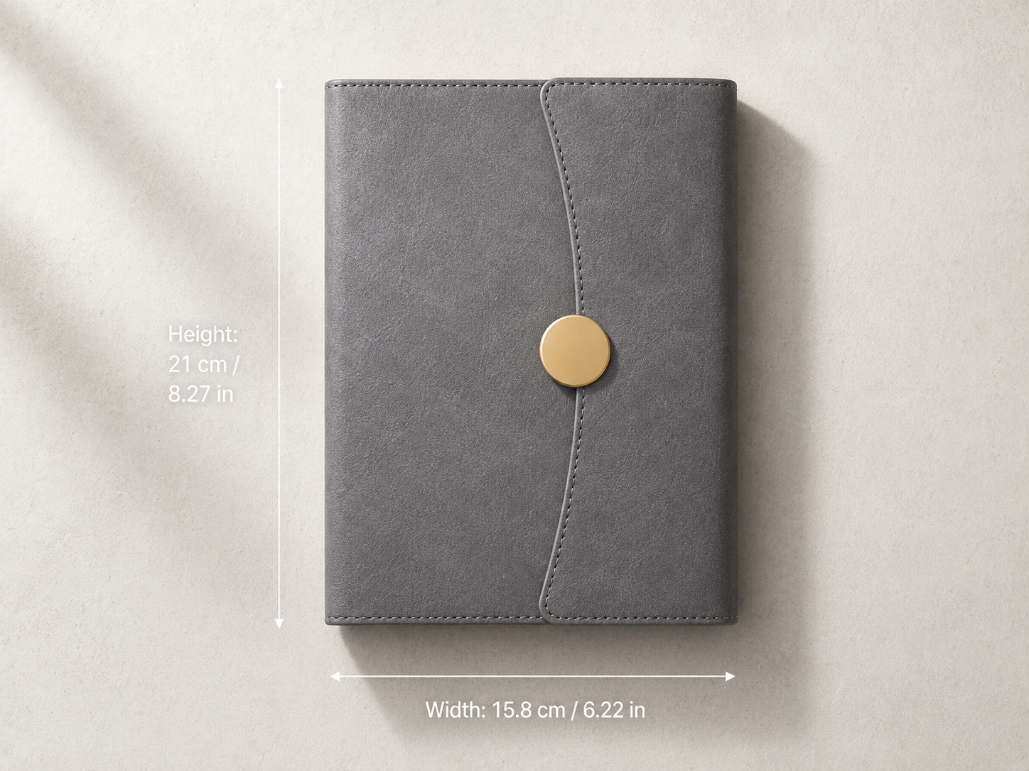 Sleek dark gray professional leather notebook binder, perfect minimalist office stationery