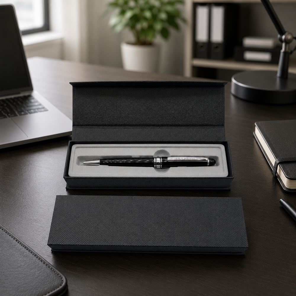 Ready-Stock Book-Style Magnetic Pen Gift Box — 17.5 × 4.8 × 3 cm (6.9 × 1.9 × 1.2 in)