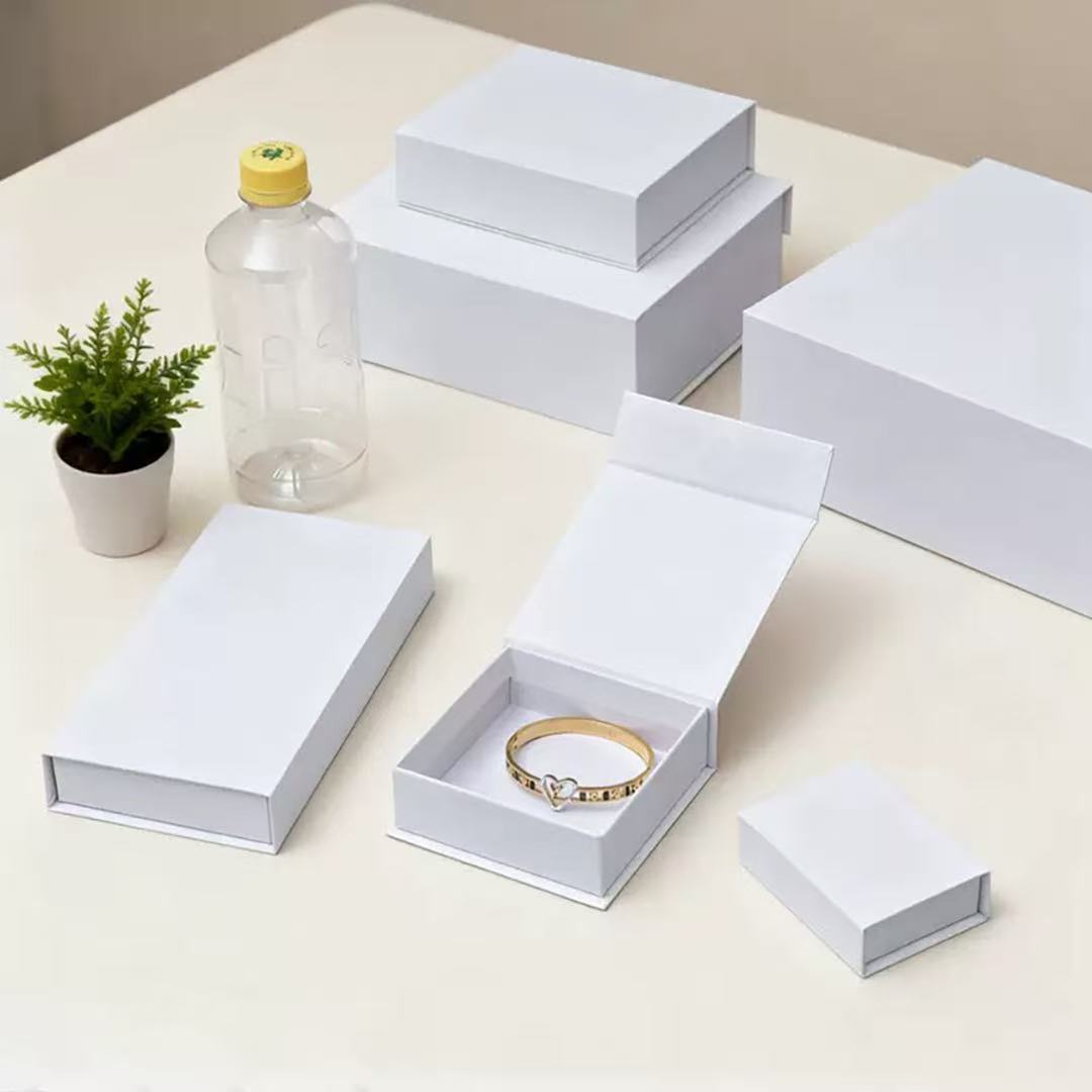 Side view of a book-style magnetic rigid gift box