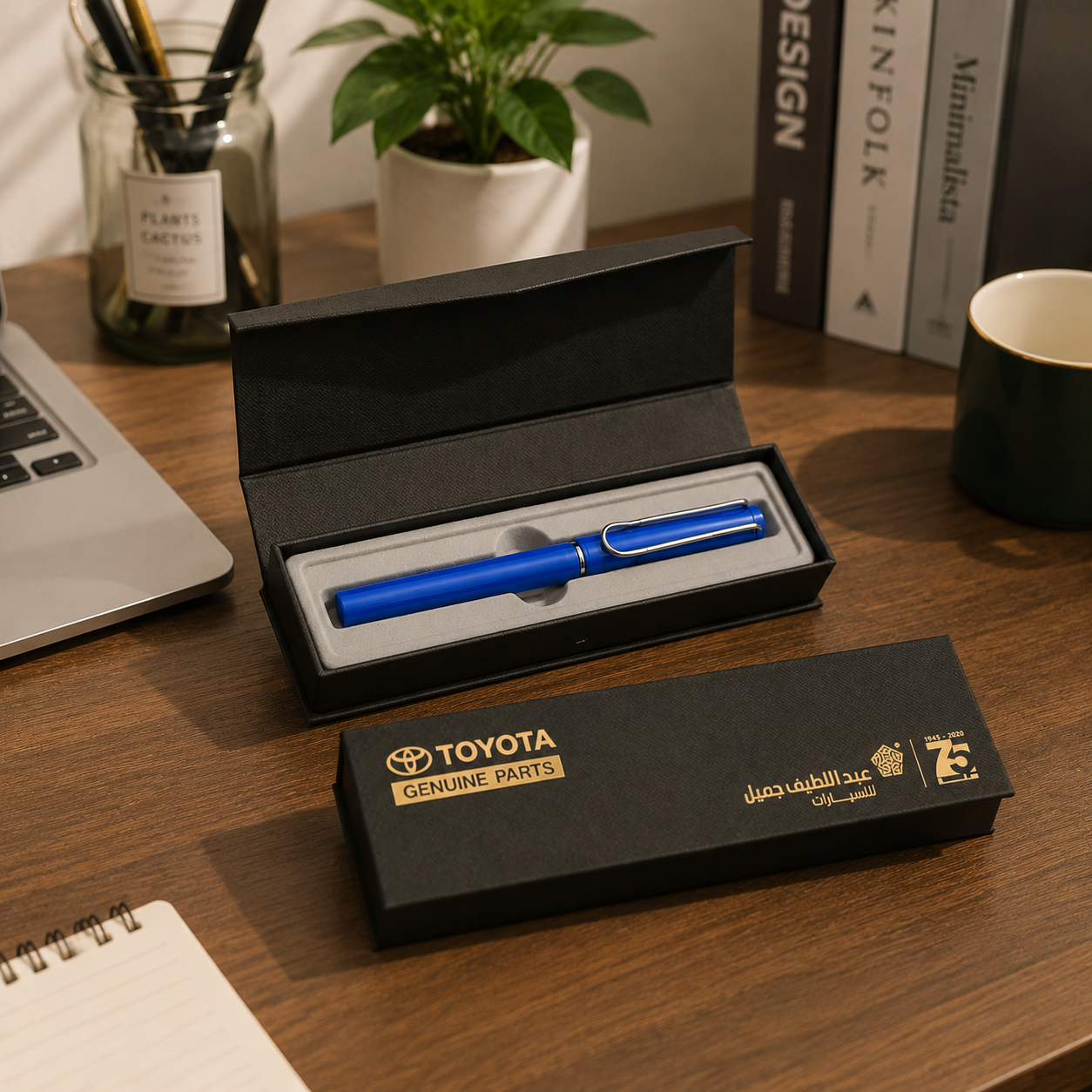 Custom logo corporate pen gift box with blue pen