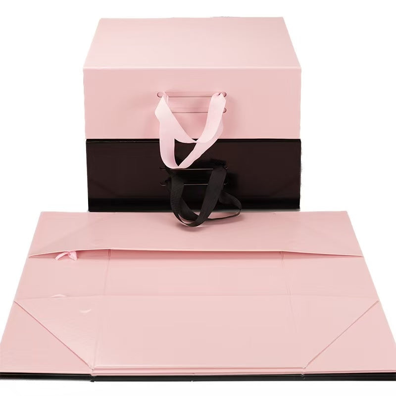 Flat fold gift box for retail and corporate use