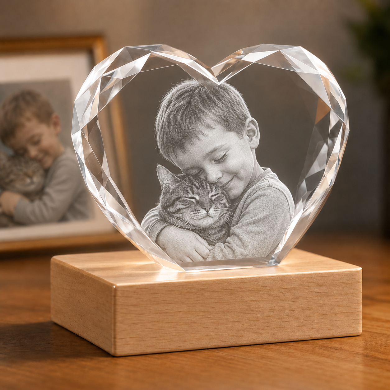 Heart-Shaped 3D Crystal Photo Gift for Child Keepsake