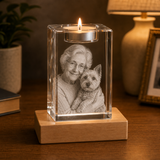 Personalized Pet Memorial 3D Crystal Gift - Candle Holder