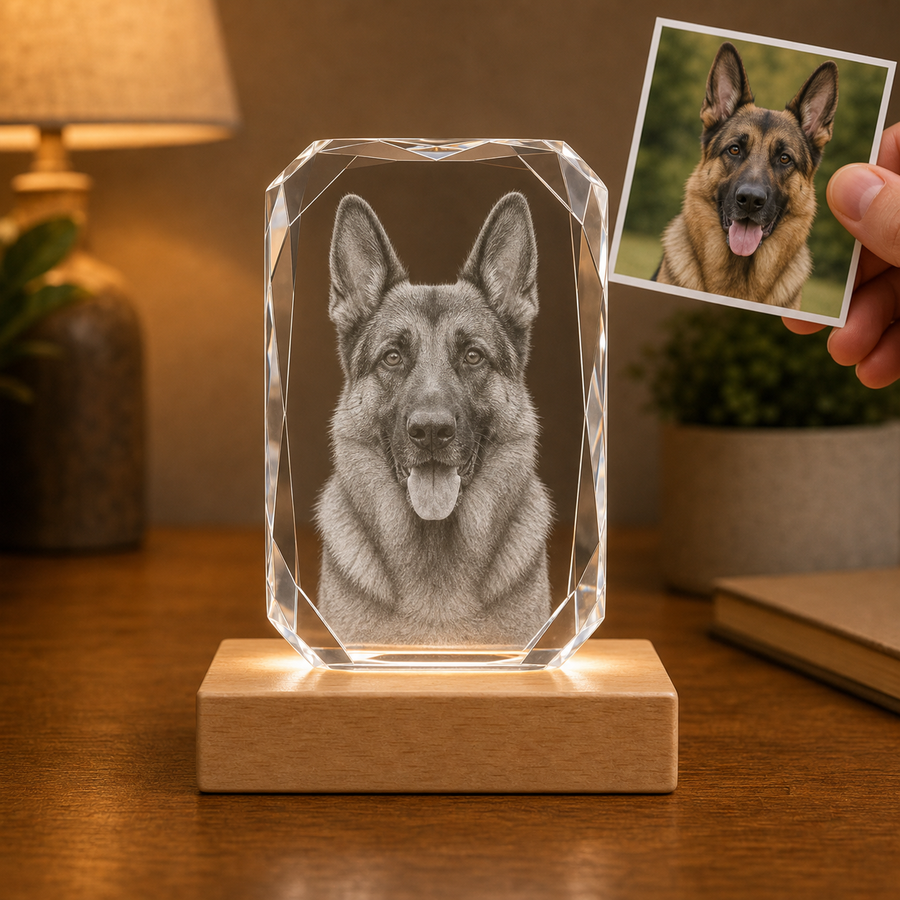 Personalized Pet Memorial 3D Crystal Gift - 24-Facet