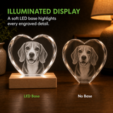 Personalized Pet Memorial 3D Crystal Gift - Heart Faceted Edge