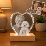 Personalized Pet Memorial 3D Crystal Gift - Heart Faceted Edge
