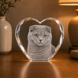 Personalized Pet Memorial 3D Crystal Gift - Heart Faceted Edge