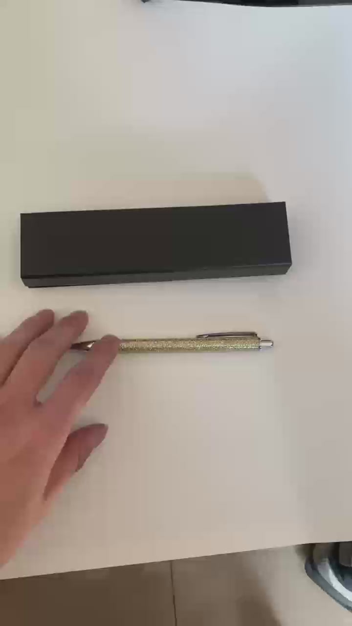 Black magnetic pen gift box opening and product detail demonstration