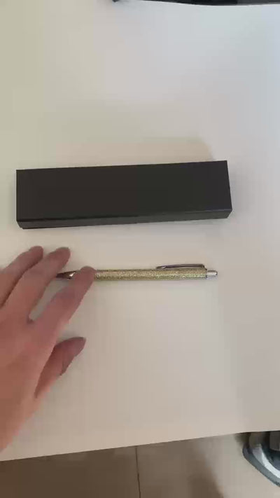 Black magnetic pen gift box opening and product detail demonstration