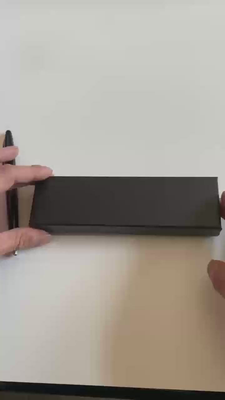 Black luxury pen gift box opening and product detail demonstration