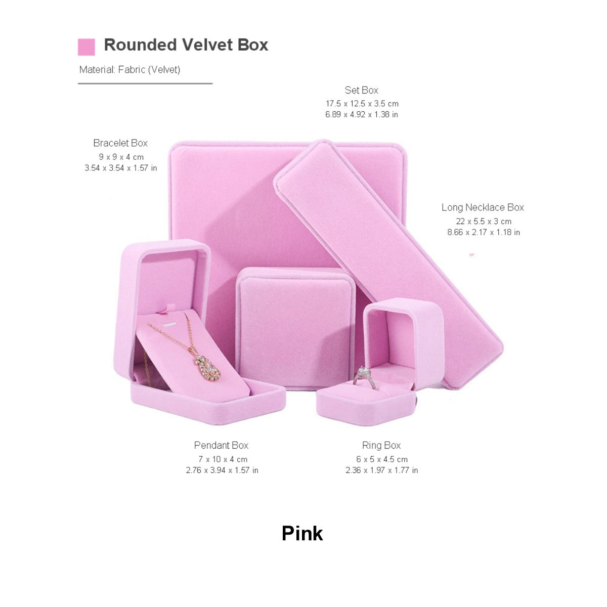 Pink velvet jewelry box set