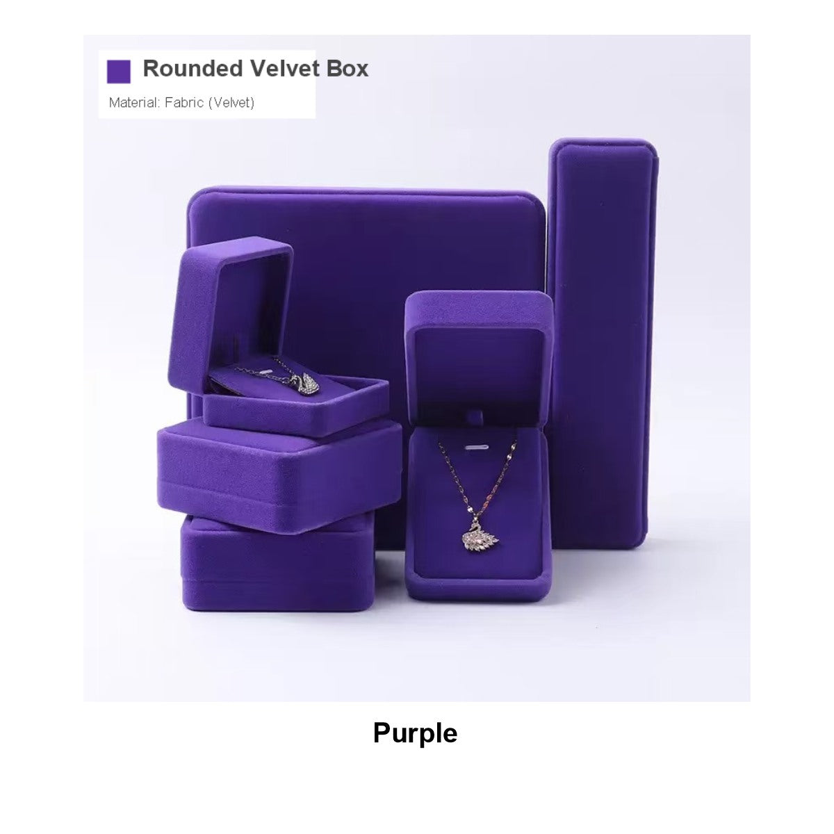 Purple velvet jewelry box set