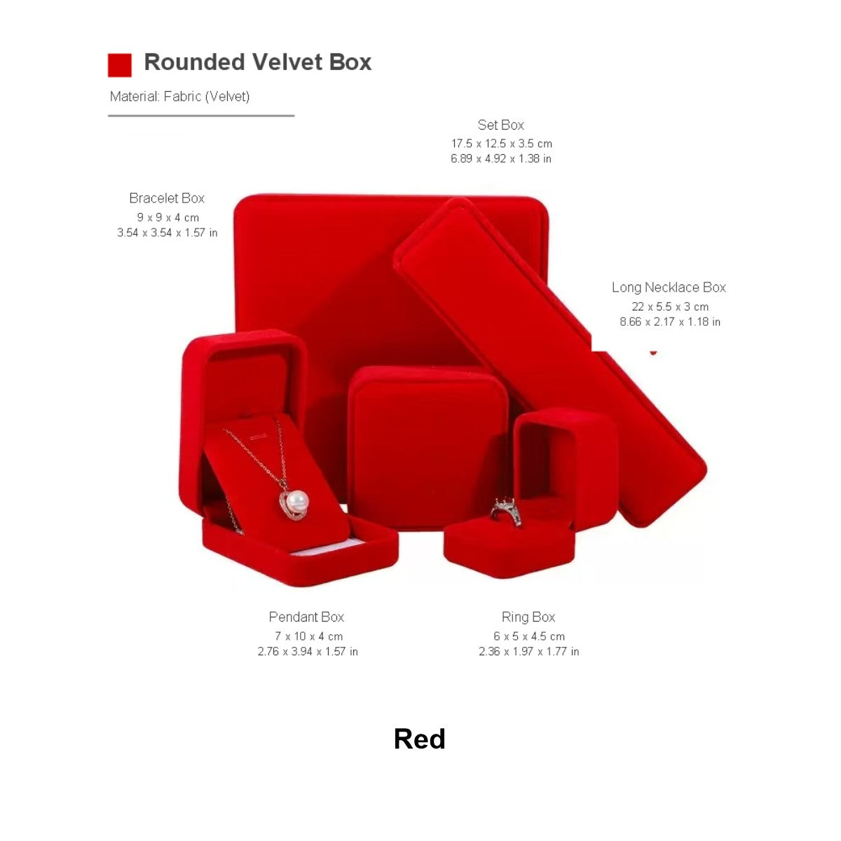 Red velvet jewelry box set