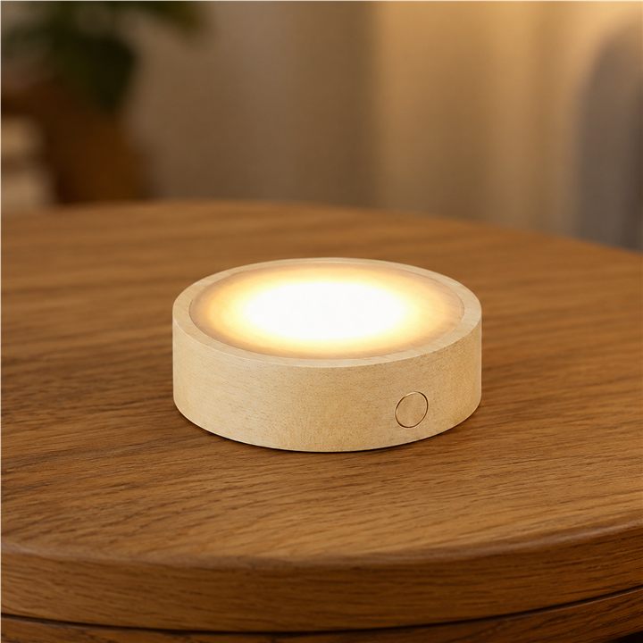 Round wood light base